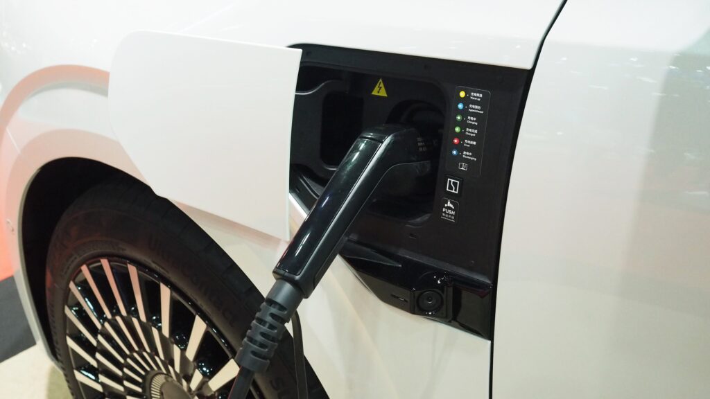 EV car with EV charger.No people